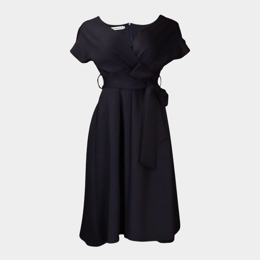 Sculpted Off-Shoulder Midi Dress with Tailored Fit